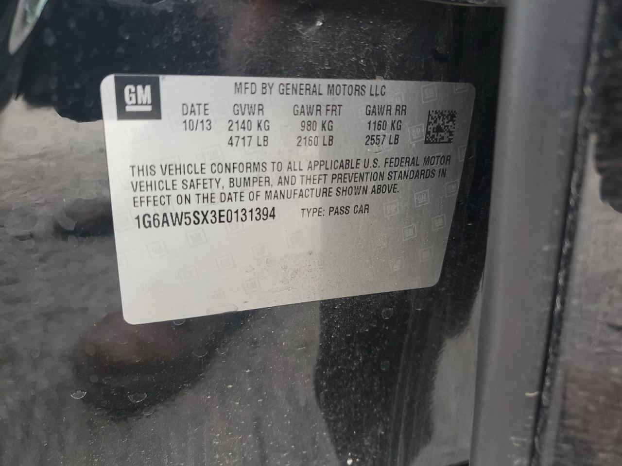 1G6AW5SX3E0131394 2014 Cadillac Cts