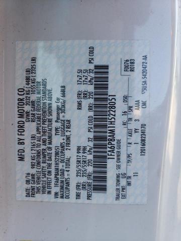 2017 Ford Mustang VIN: 1FA6P8AM1H5228051 Lot: 58760814