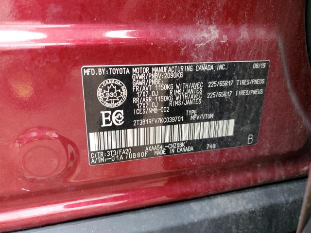 2T3B1RFV7KC039701 2019 TOYOTA RAV 4 - Image 12