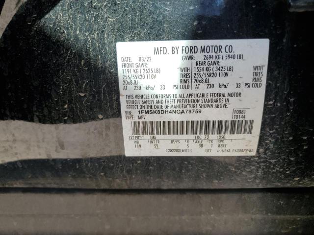 2022 Ford Explorer Xlt VIN: 1FMSK8DH4NGA78759 Lot: 59459824