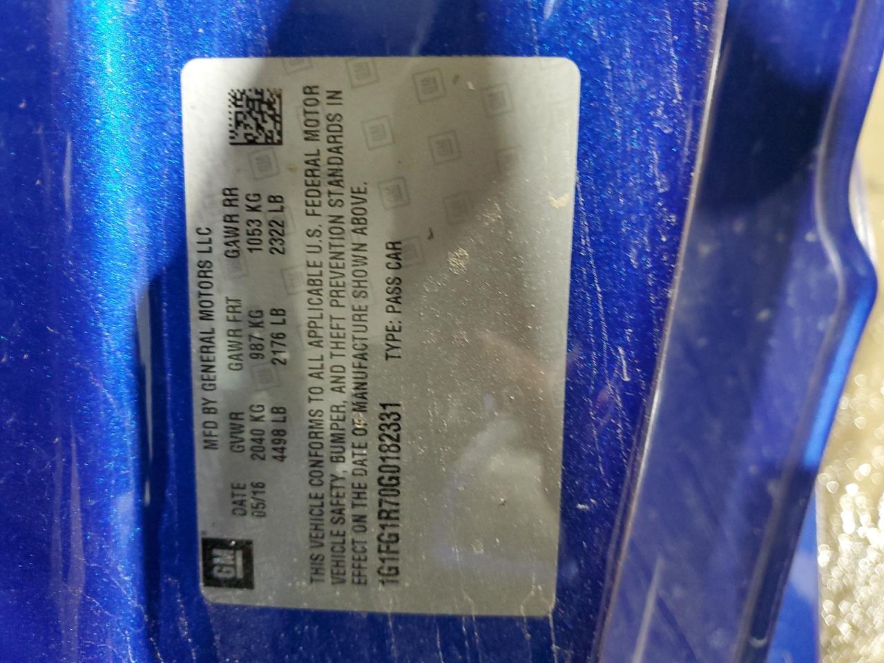 1G1FG1R70G0182331 CHEVROLET CAMARO 2016