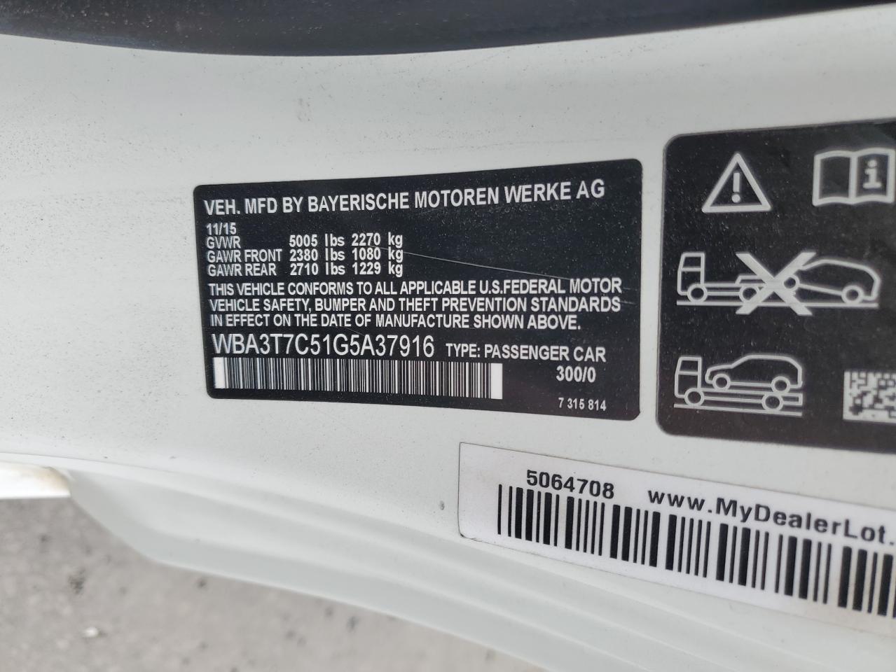 WBA3T7C51G5A37916 2016 BMW 435 Xi