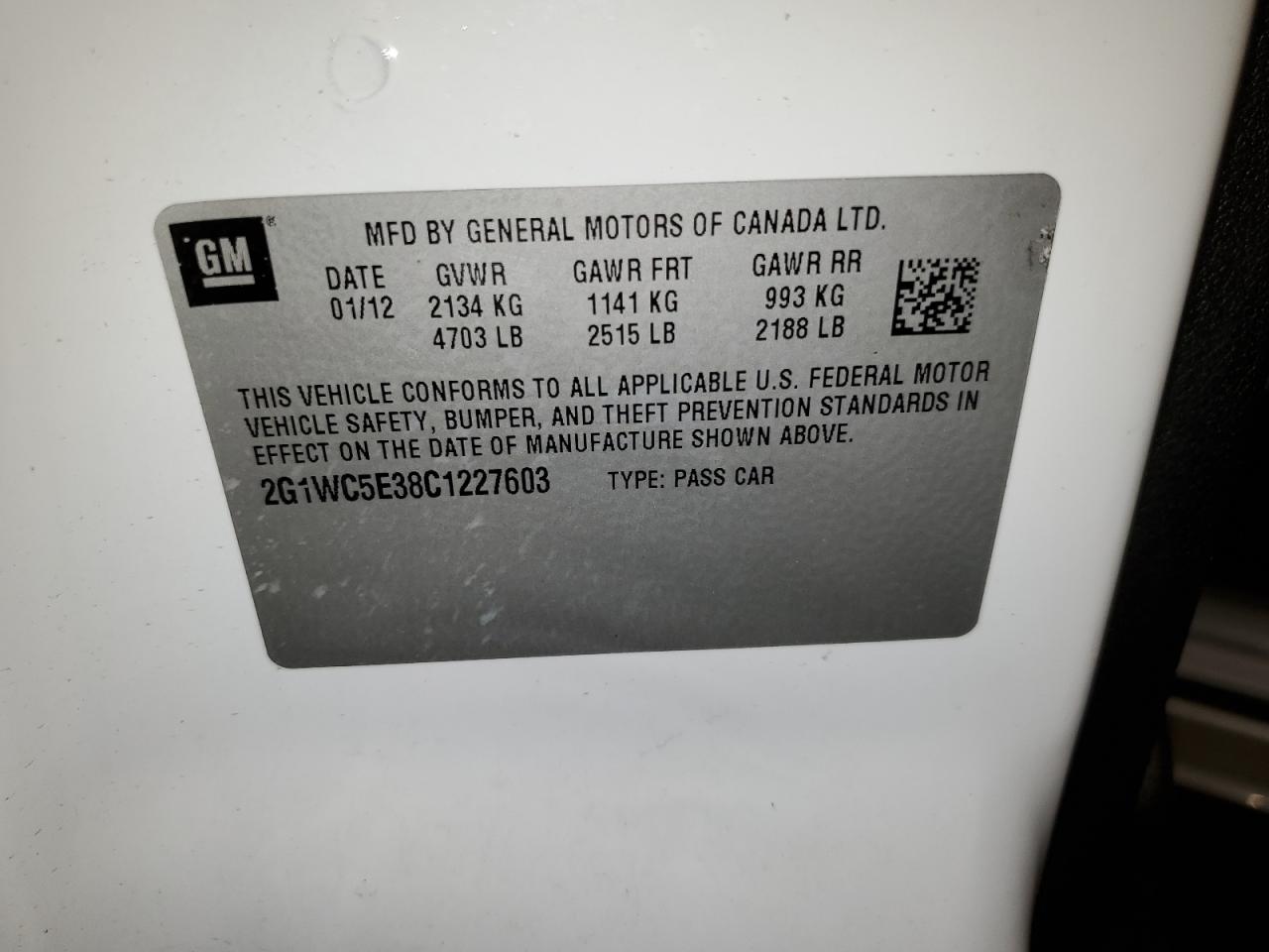 2G1WC5E38C1227603 2012 Chevrolet Impala Ltz