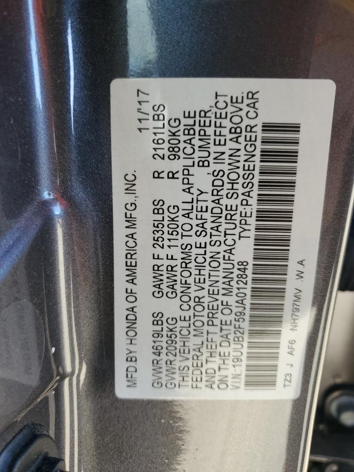 19UUB2F59JA012848 2018 Acura Tlx Tech