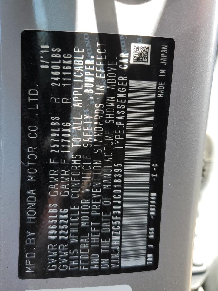 JHMZC5F30JC018395 2018 Honda Clarity Touring