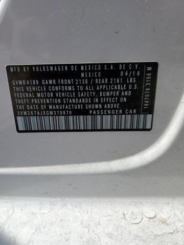 2016 Volkswagen Jetta S VIN: 3VW267AJXGM370870 Lot: 56958294