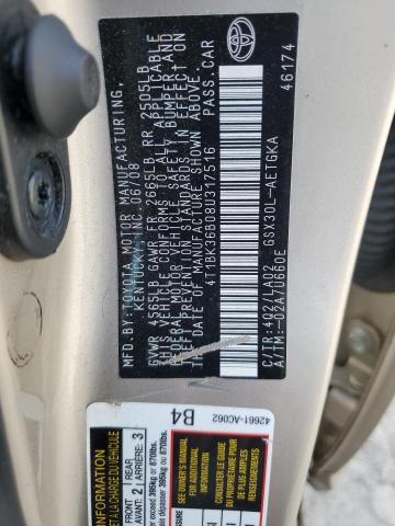 2008 Toyota Avalon Xl VIN: 4T1BK36B08U317516 Lot: 58754394