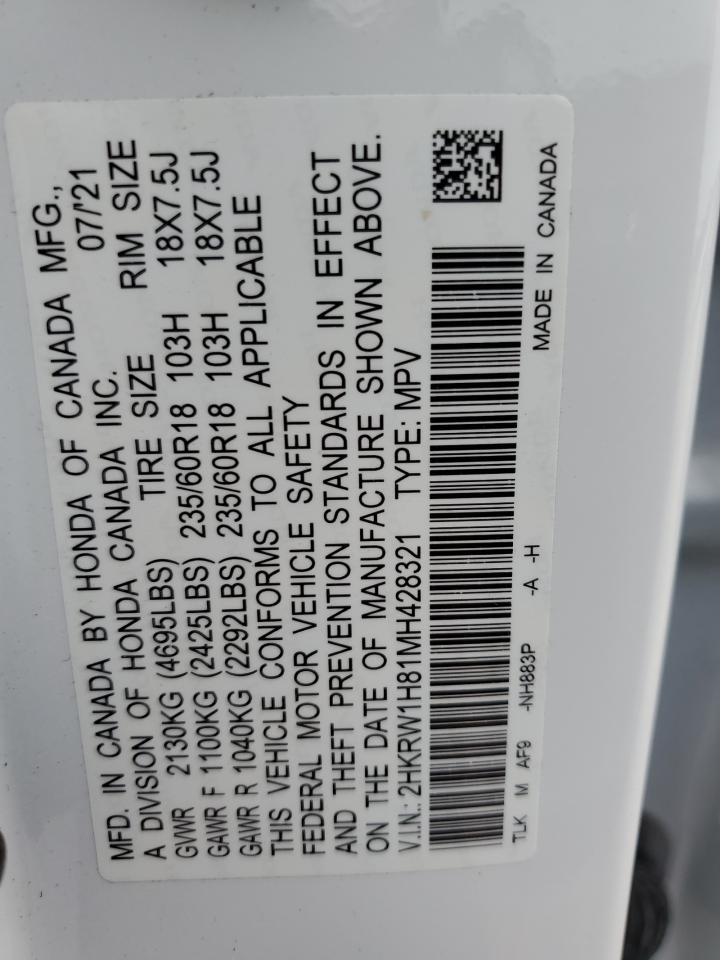 2HKRW1H81MH428321 2021 Honda Cr-V Exl