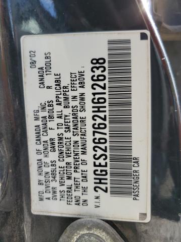 2HGES26762H612638 2002 Honda Civic Ex