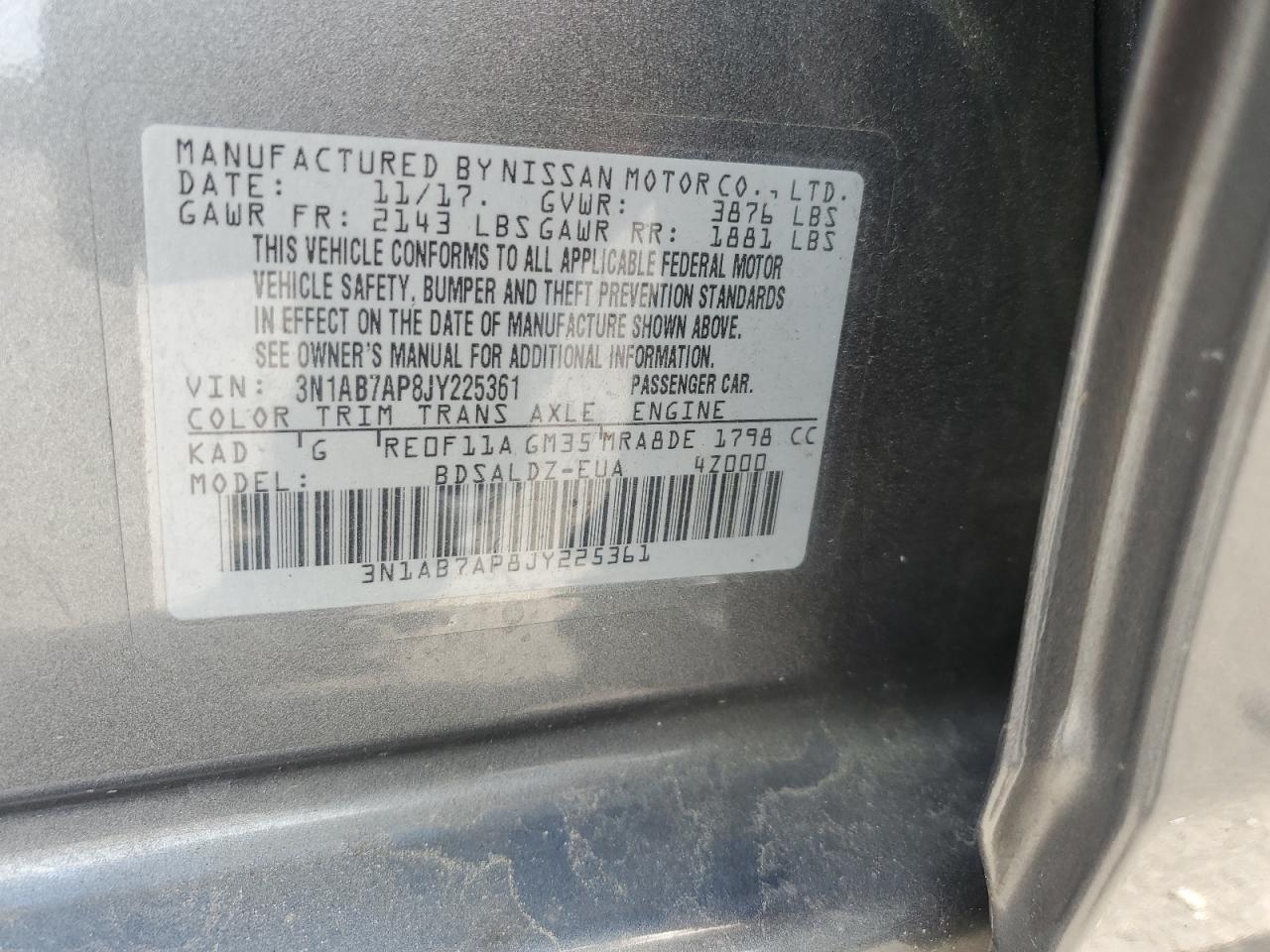 3N1AB7AP8JY225361 NISSAN SENTRA 2018