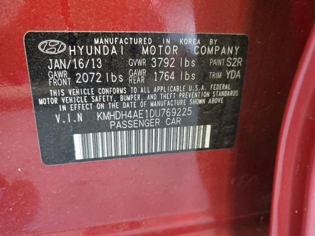 2013 Hyundai Elantra Gls VIN: KMHDH4AE1DU769225 Lot: 58730234