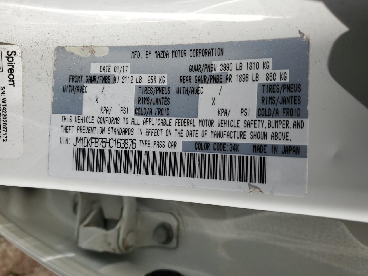 JM1DKFB75H0163876 2017 Mazda Cx-3 Sport