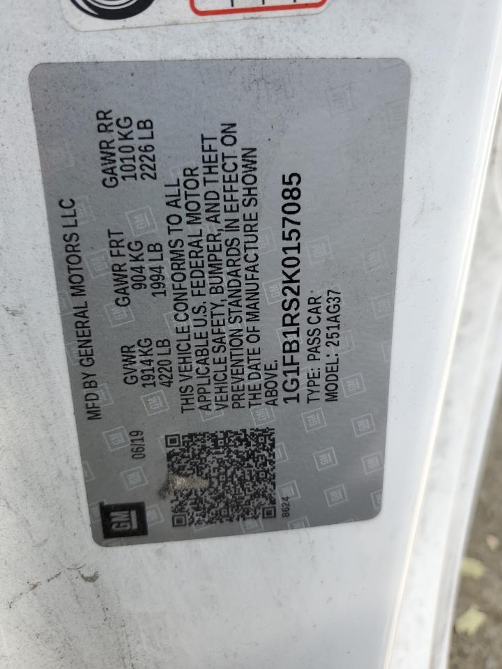 1G1FB1RS2K0157085 2019 Chevrolet Camaro Ls