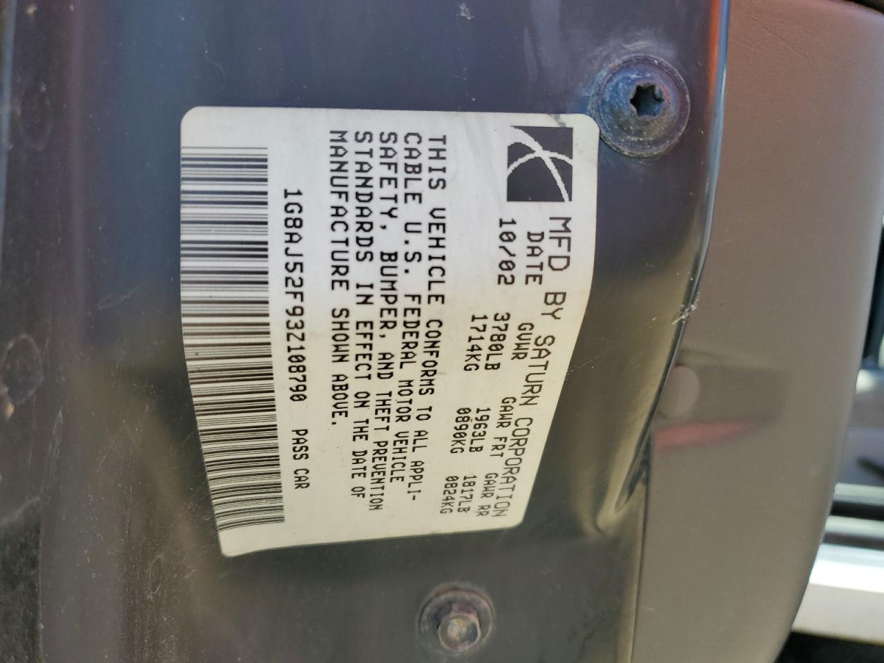 1G8AJ52F93Z108790 2003 Saturn Ion Level 2