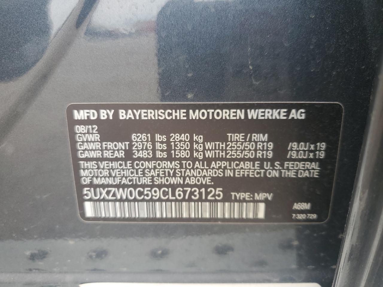 5UXZW0C59CL673125 2012 BMW X5 xDrive35D