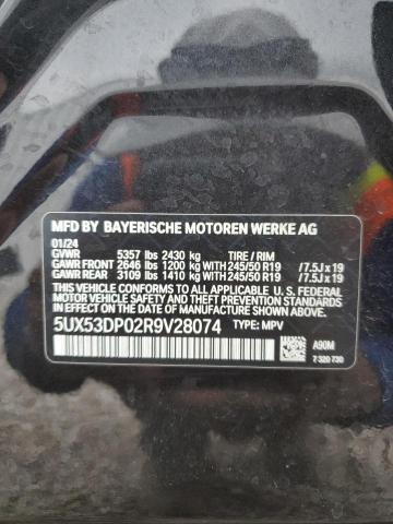 2024 BMW X3 xDrive30I VIN: 5UX53DP02R9V28074 Lot: 57514854