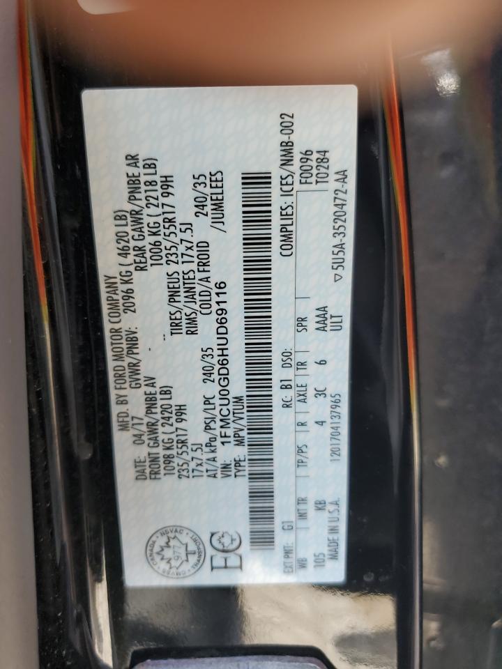 1FMCU0GD6HUD69116 FORD ESCAPE 2017