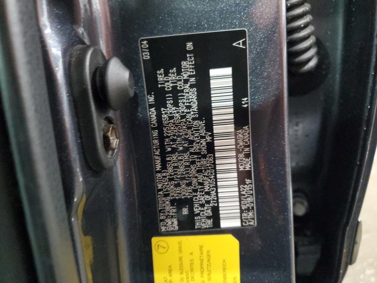 2T2HA31U54C017063 2004 Lexus Rx 330