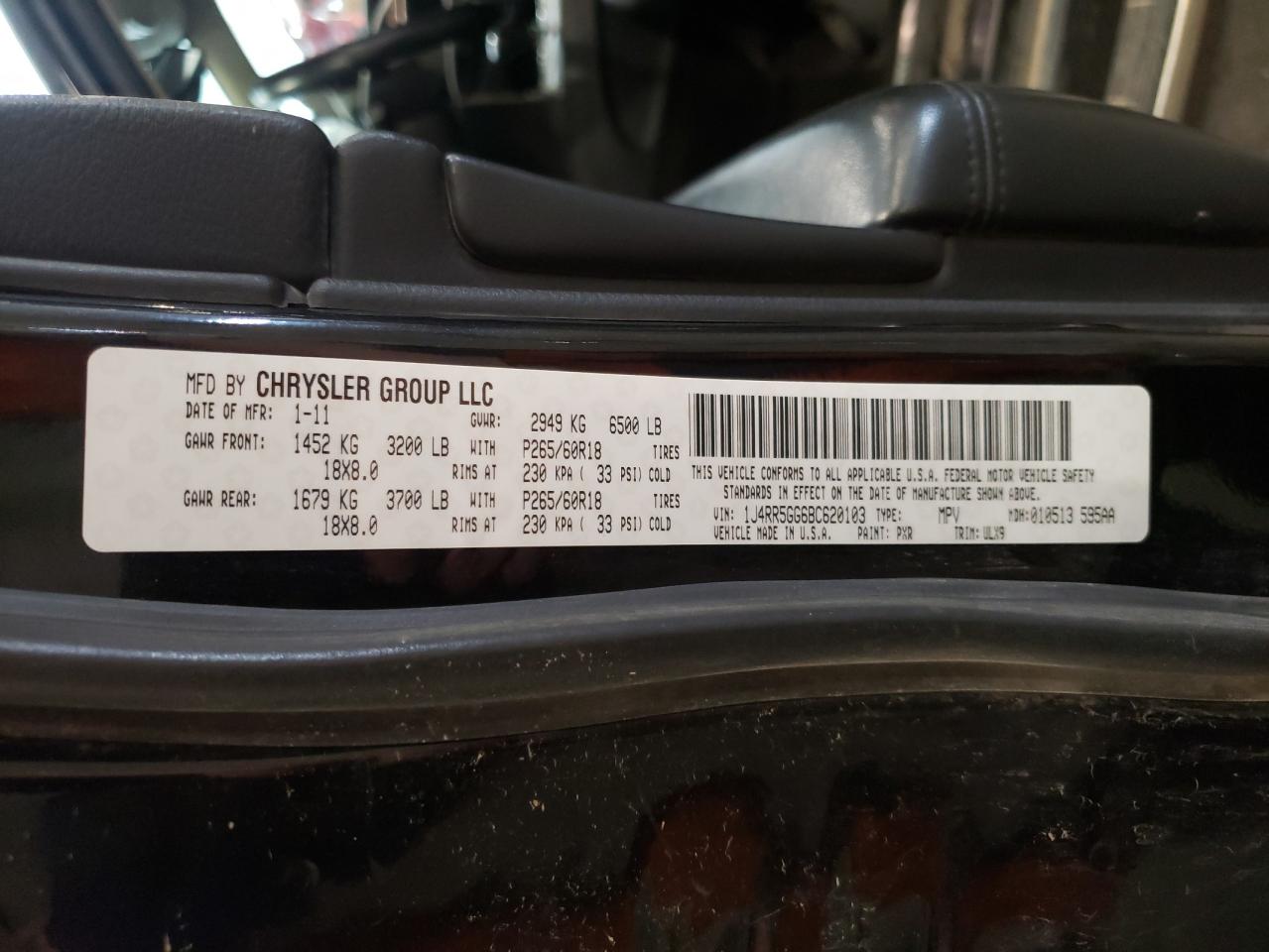 1J4RR5GG6BC620103 2011 Jeep Grand Cherokee Limited