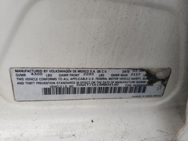 2006 Volkswagen Jetta Tdi Option Package 1 VIN: 3VWST71K16M804190 Lot: 58239384