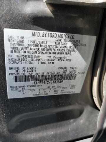 2007 Ford Five Hundred Sel VIN: 1FAHP24127G143889 Lot: 58818814