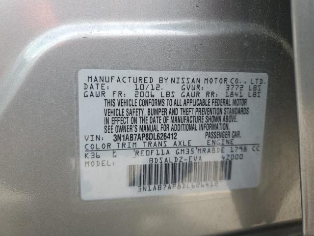 2013 Nissan Sentra S VIN: 3N1AB7AP8DL626412 Lot: 57864804