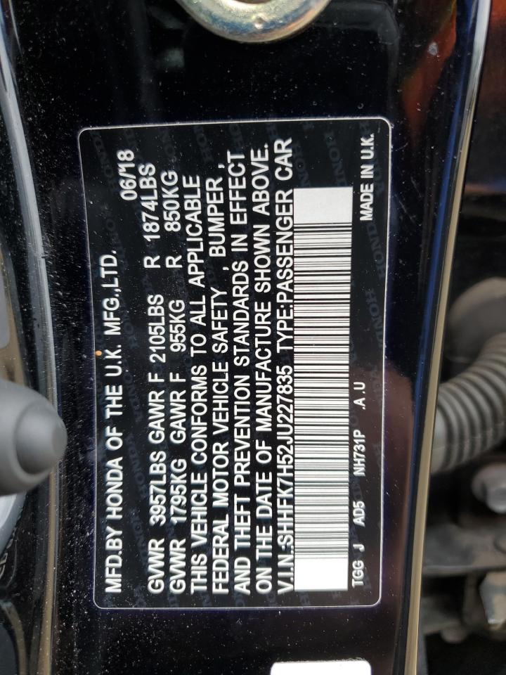 SHHFK7H52JU227835 2018 Honda Civic Ex