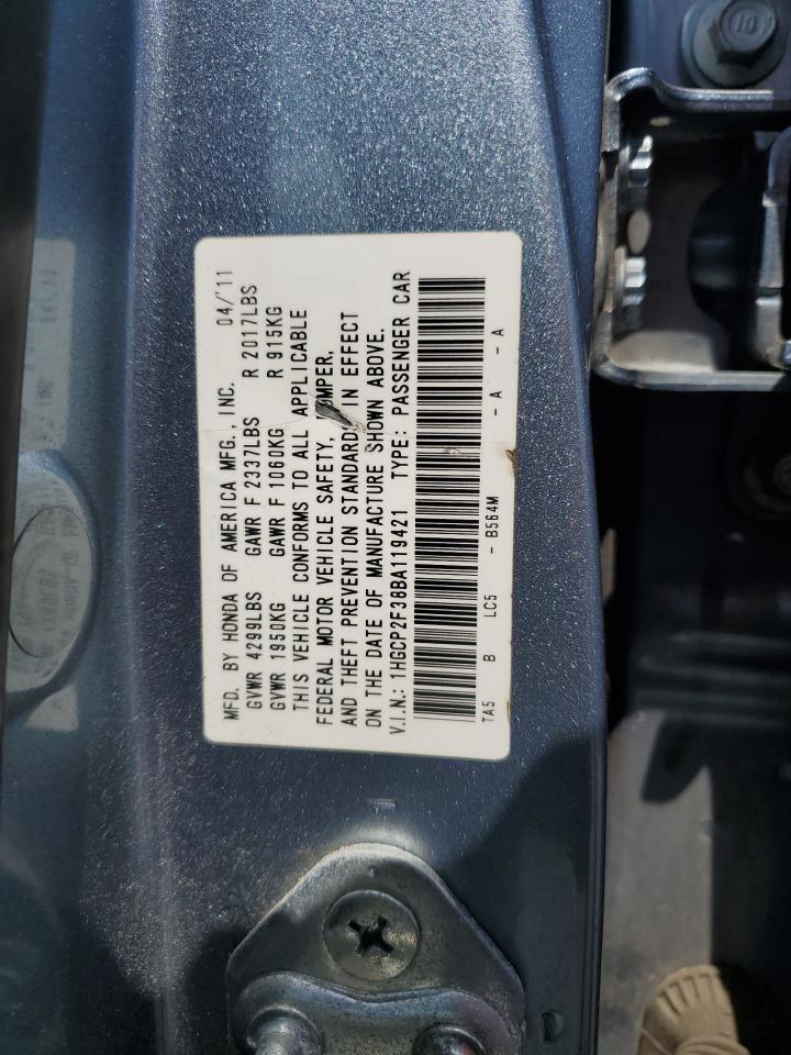 1HGCP2F38BA119421 2011 Honda Accord Lx