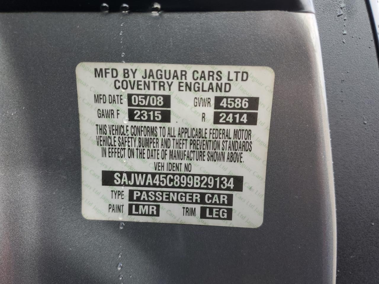 SAJWA45C899B29134 2009 Jaguar Xkr Portfolio