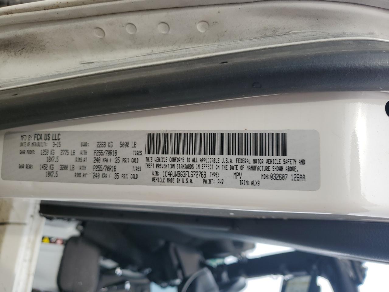 1C4AJWBG3FL672768 2015 Jeep Wrangler Sahara