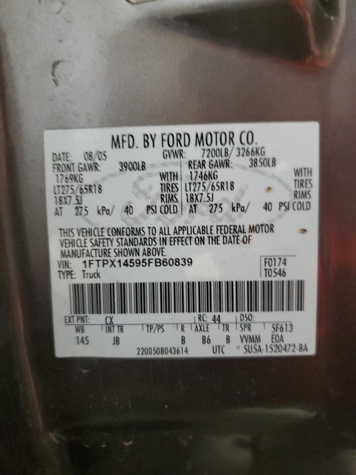 1FTPX14595FB60839 2005 Ford F150