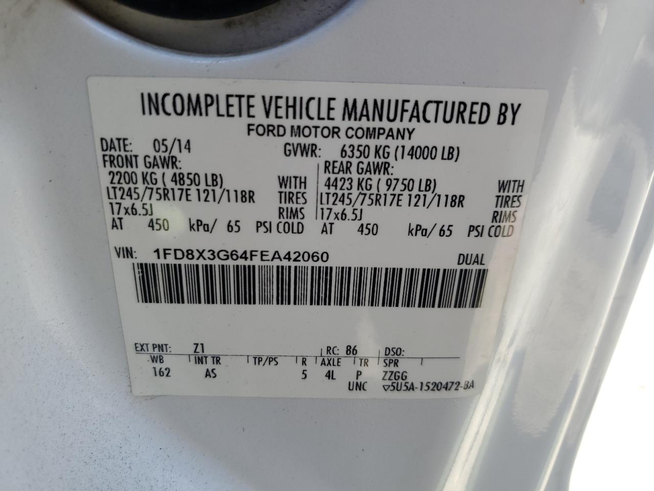 1FD8X3G64FEA42060 2015 Ford F350 Super Duty