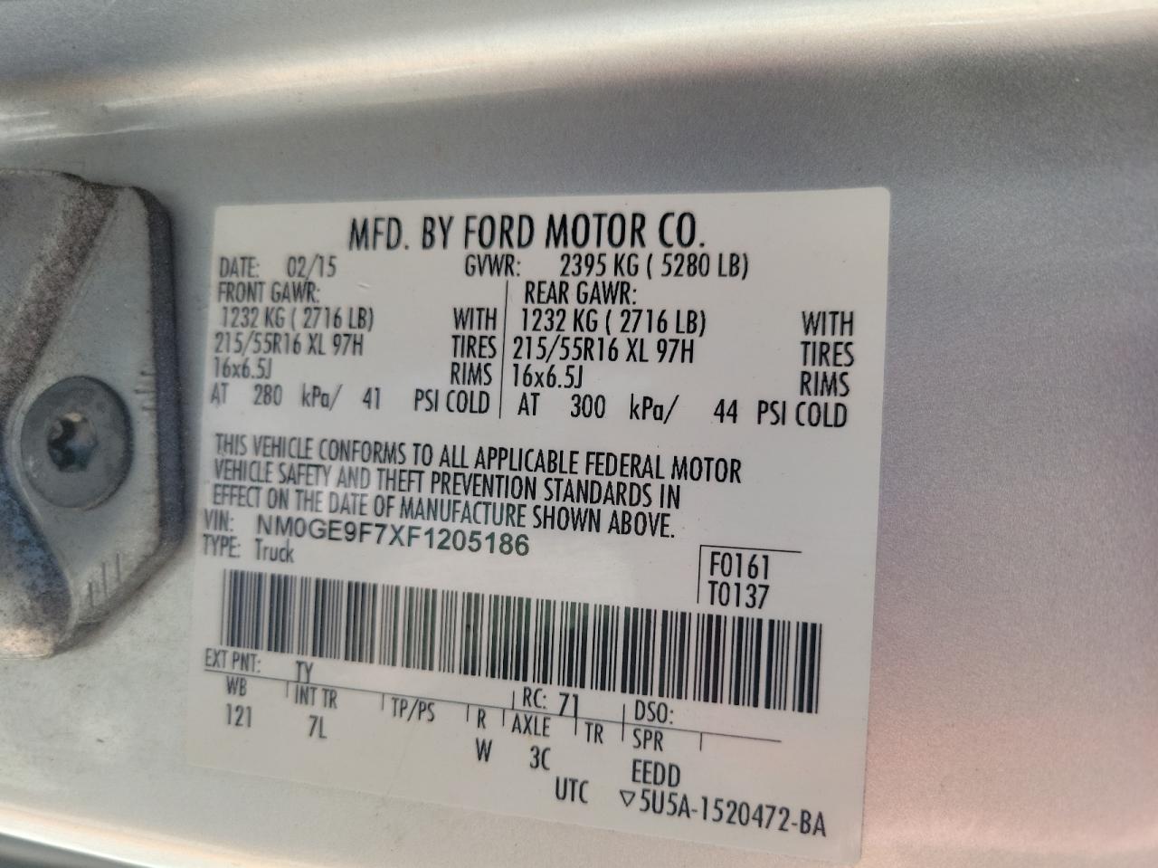 2015 Ford Transit Connect Xlt vin: NM0GE9F7XF1205186