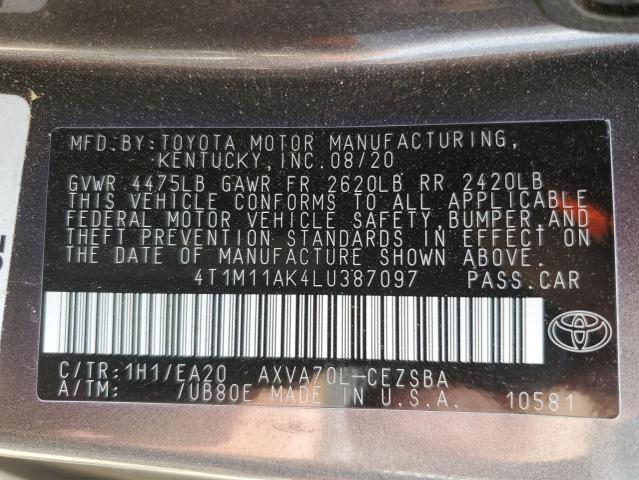 VIN 4T1M11AK4LU387097 2020 Toyota Camry, SE no.12