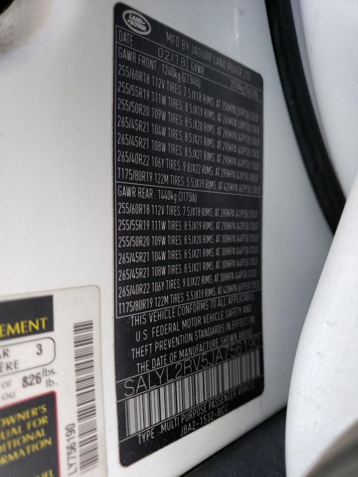 SALYL2RV5JA756190 2018 Land Rover Range Rover Velar R-Dynamic Se