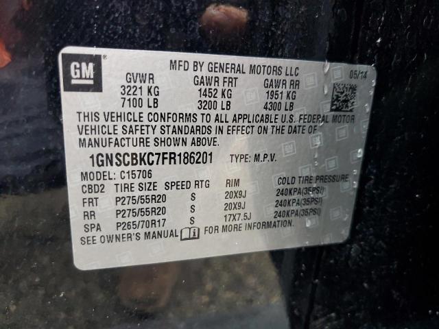 2015 Chevrolet Tahoe C1500 Lt VIN: 1GNSCBKC7FR186201 Lot: 59290454