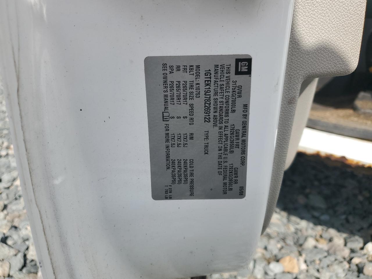 1GTEK19J78Z269122 2008 GMC Sierra K1500