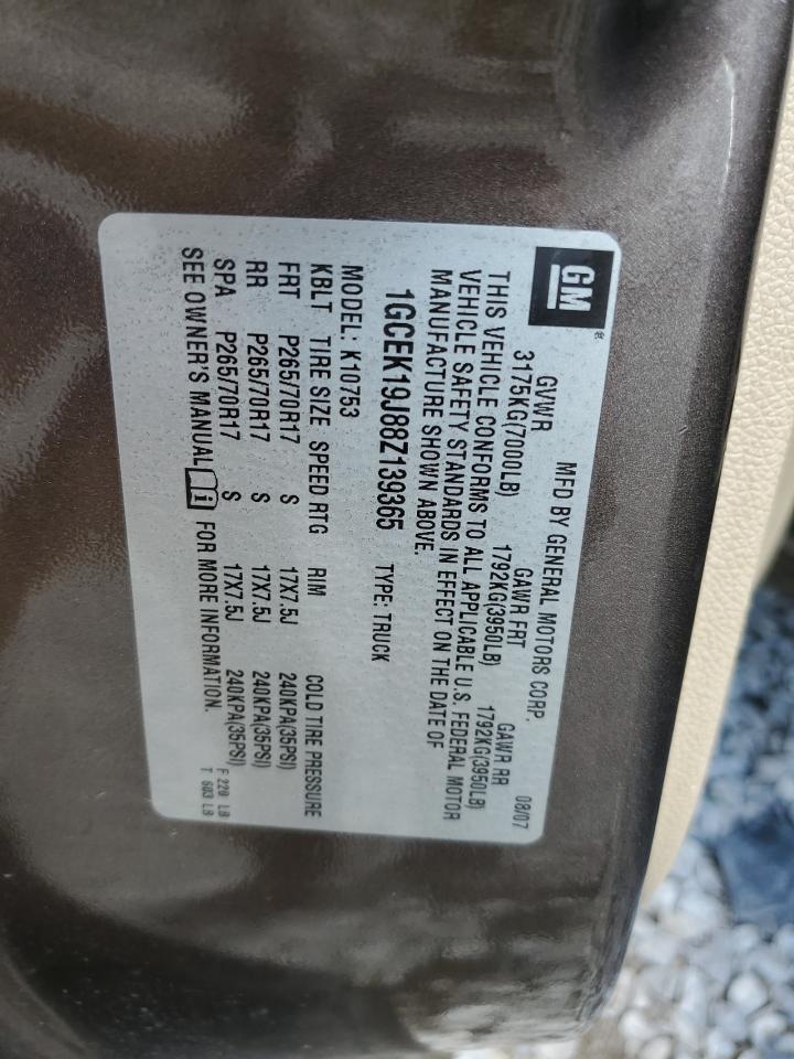 1GCEK19J88Z139365 2008 Chevrolet Silverado K1500