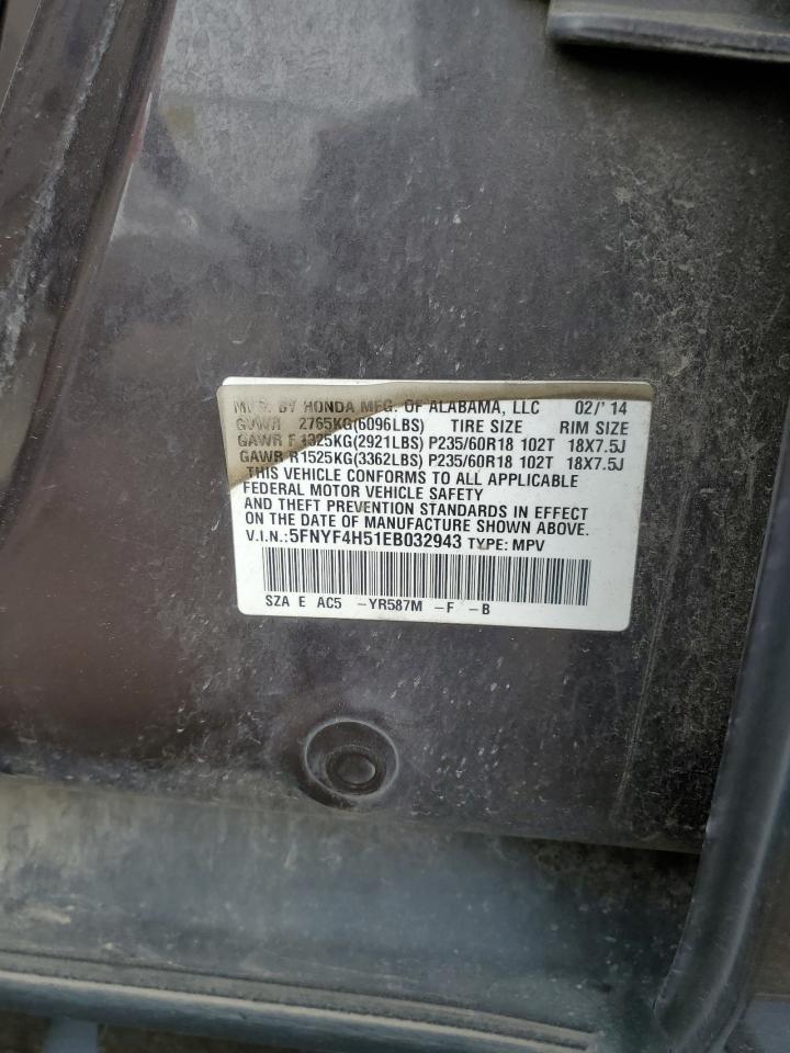 5FNYF4H51EB032943 2014 Honda Pilot Exl