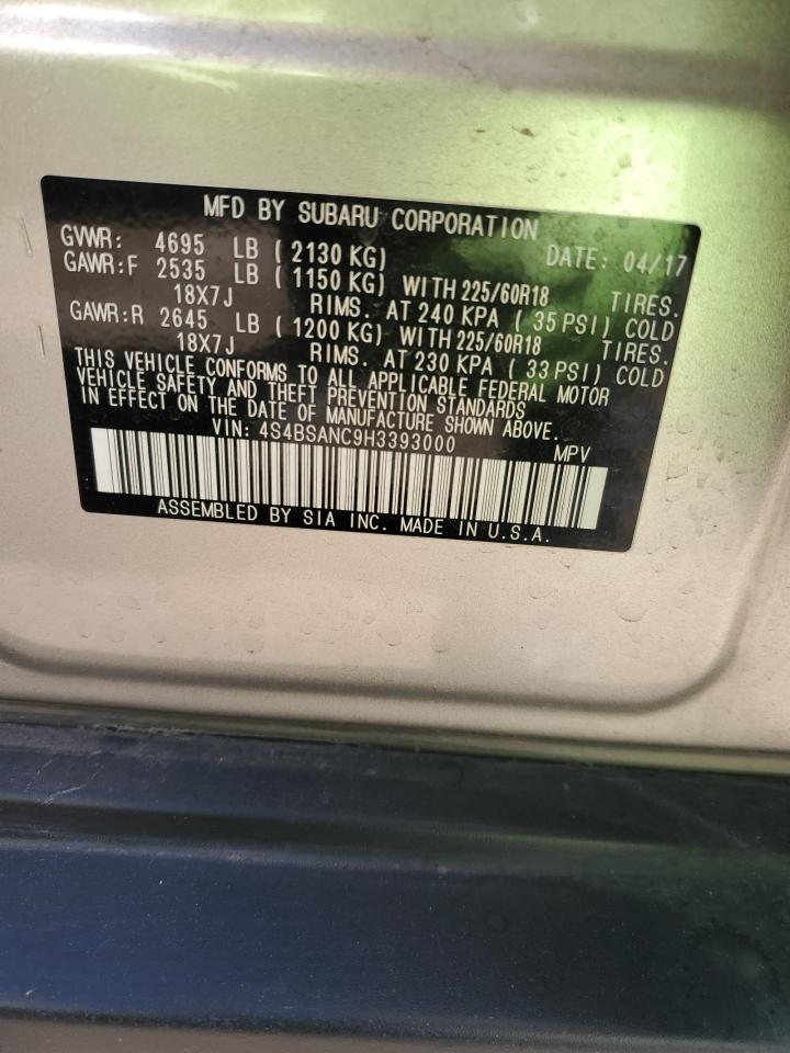 4S4BSANC9H3393000 2017 Subaru Outback 2.5I Limited