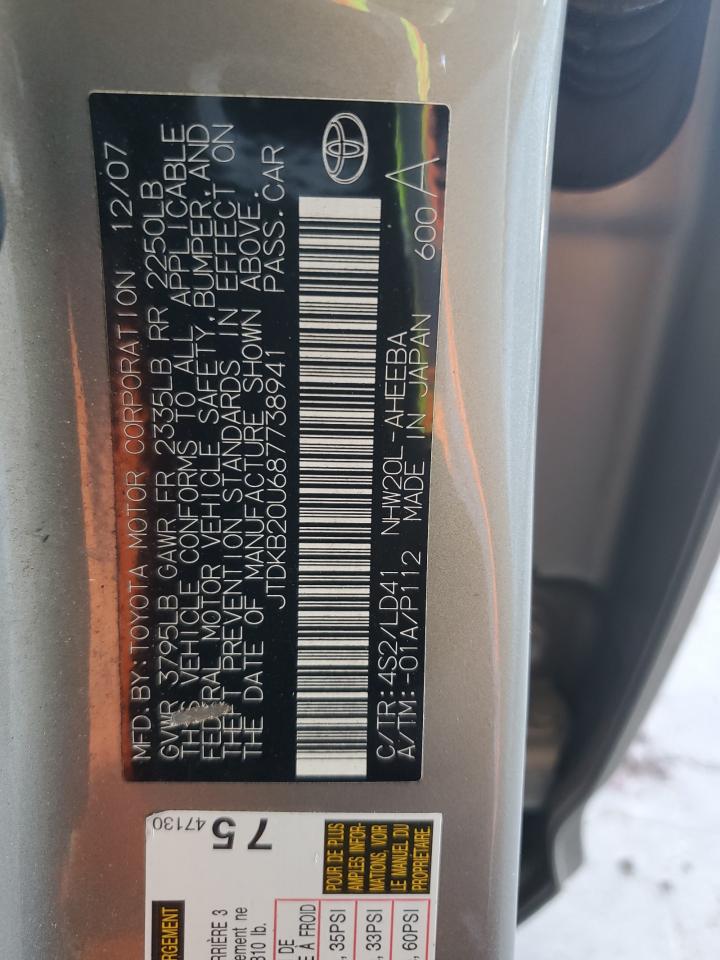 JTDKB20U687738941 2008 Toyota Prius