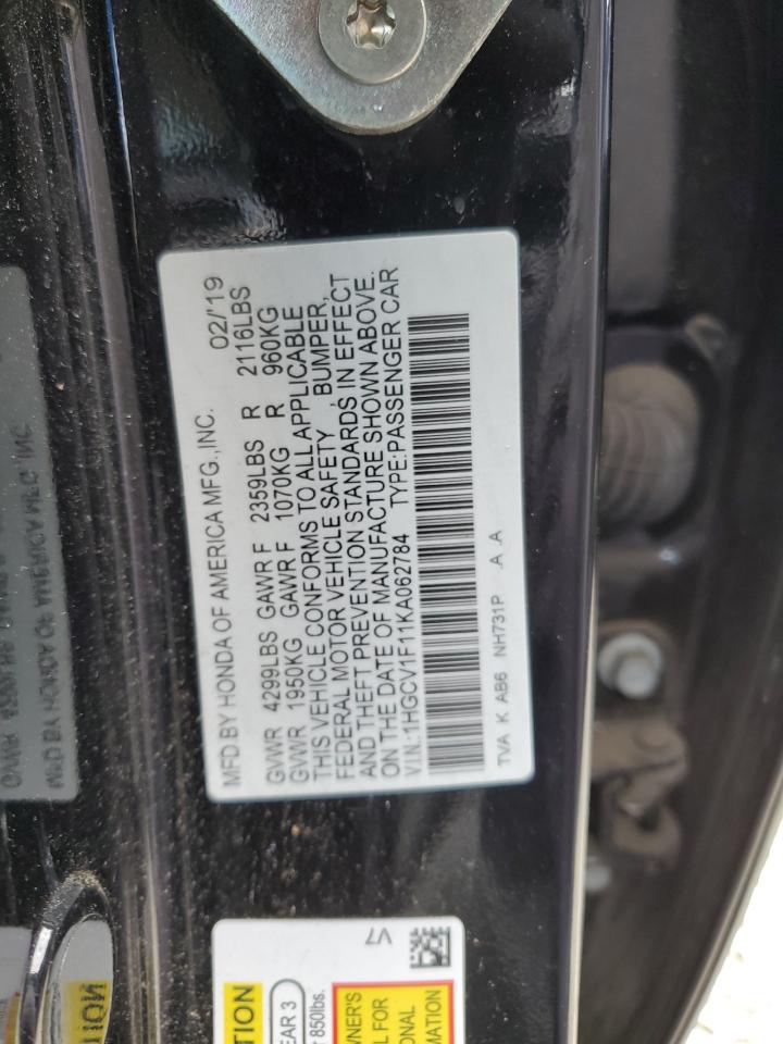 1HGCV1F11KA062784 HONDA ACCORD 2019