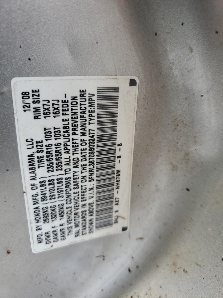 5FNRL38709B032477 2009 Honda Odyssey Exl