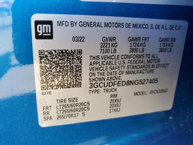 3GCUDFED8NG527405 Chevrolet All Models SILVERADO 12