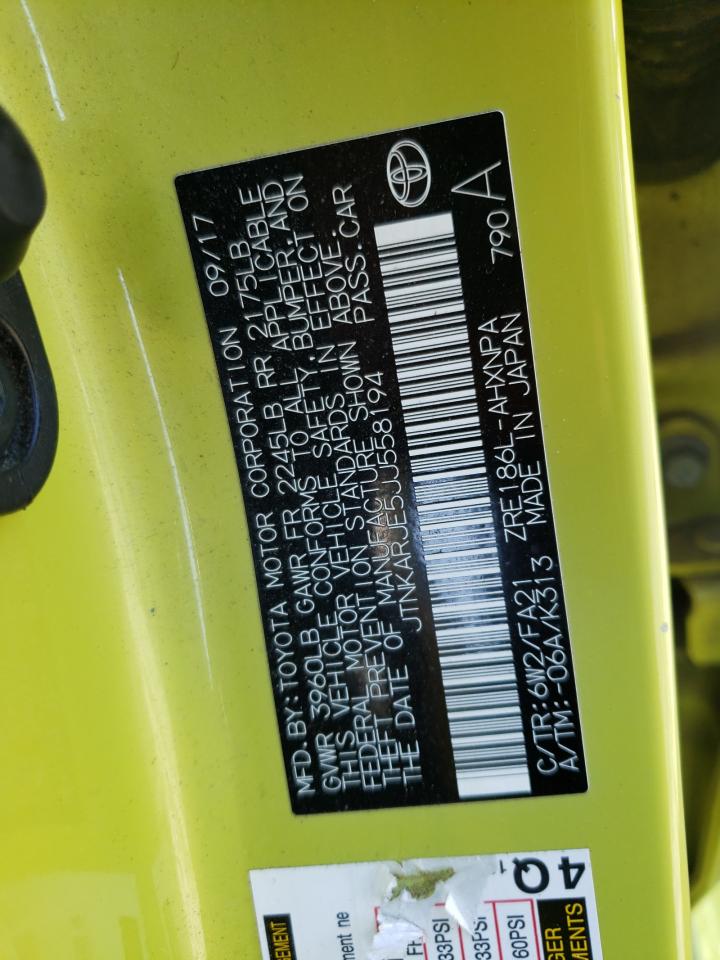 JTNKARJE5JJ558194 TOYOTA COROLLA 2018