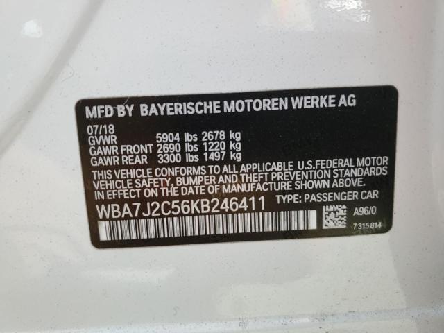 VIN WBA7J2C56KB246411 2019 BMW 7 Series, 740 XE no.12