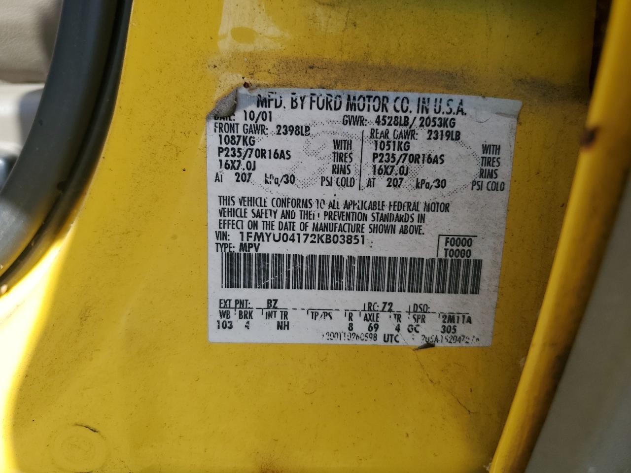 1FMYU04172KB03851 2002 Ford Escape Xlt