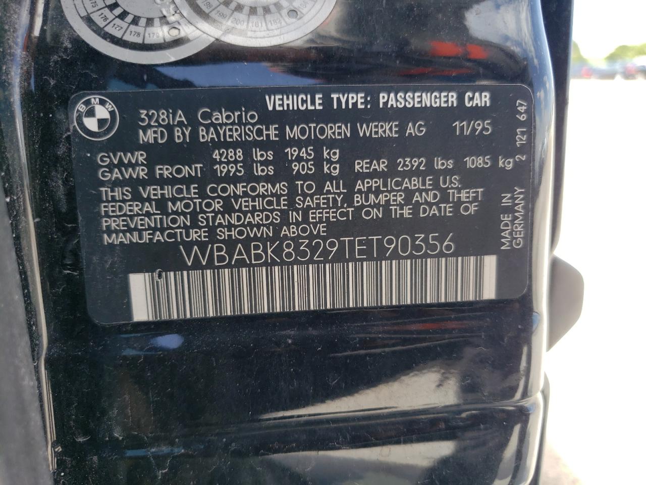 WBABK8329TET90356 1996 BMW 328 Ic Automatic