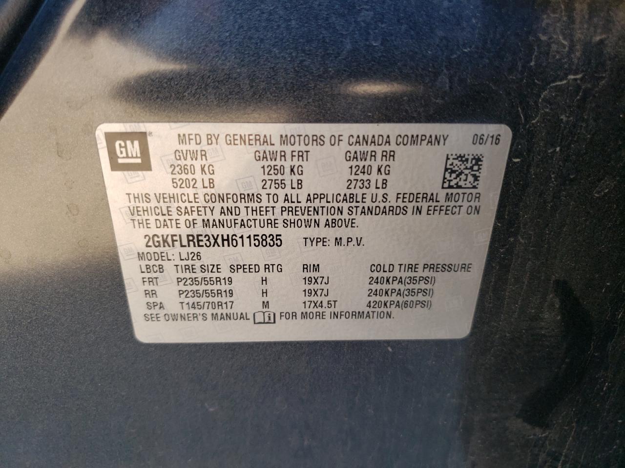 2GKFLRE3XH6115835 2017 GMC Terrain Denali