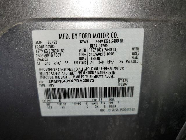 2023 Ford Edge Sel VIN: 2FMPK4J9XPBA29572 Lot: 60393354